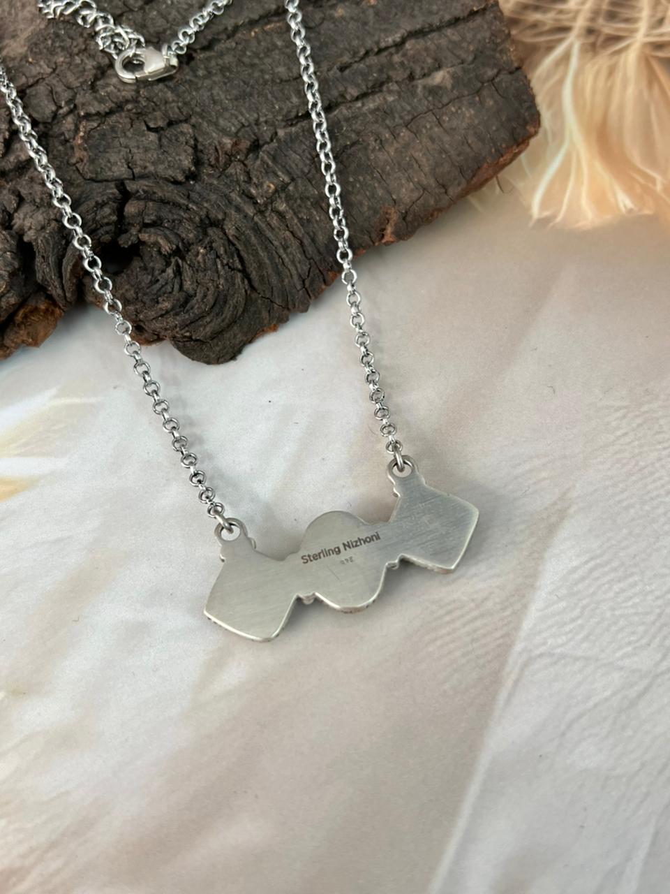 Handmade Sterling Silver Sonoran Cobble Collection: Sonoran Mountain Turquoise Necklace "Signed Nizhoni"