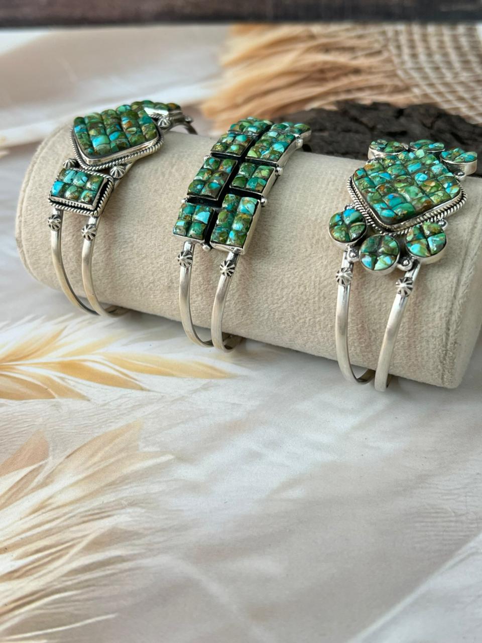 Handmade Sterling Silver Sonoran Cobble Collection: Sonoran Mountain Turquoise Cuff Bracelet "Signed Nizhoni"