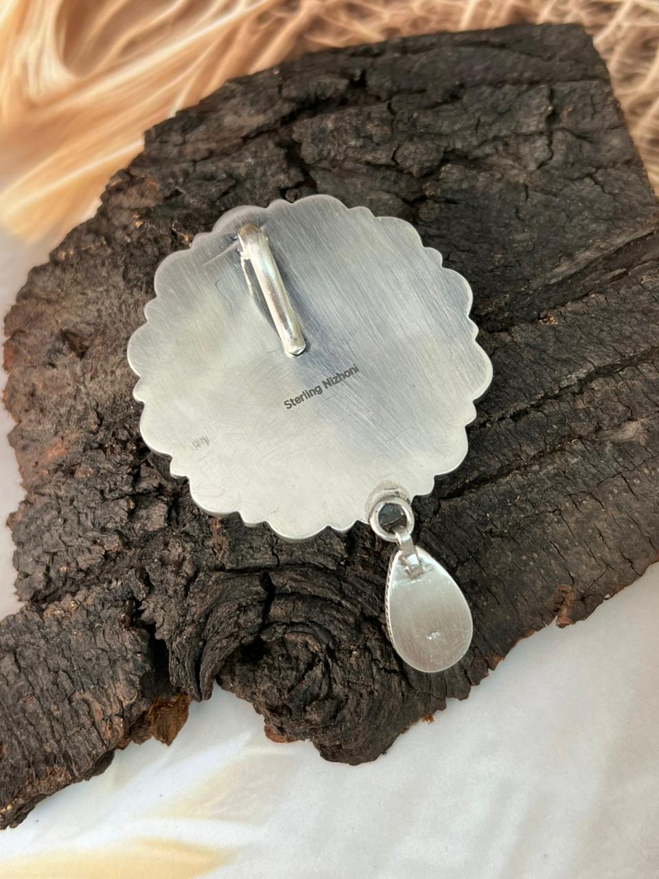 Handmade Sterling Silver Sonoran Cobble Collection: Sonoran Mountain Turquoise Pendant "Signed Nizhoni"