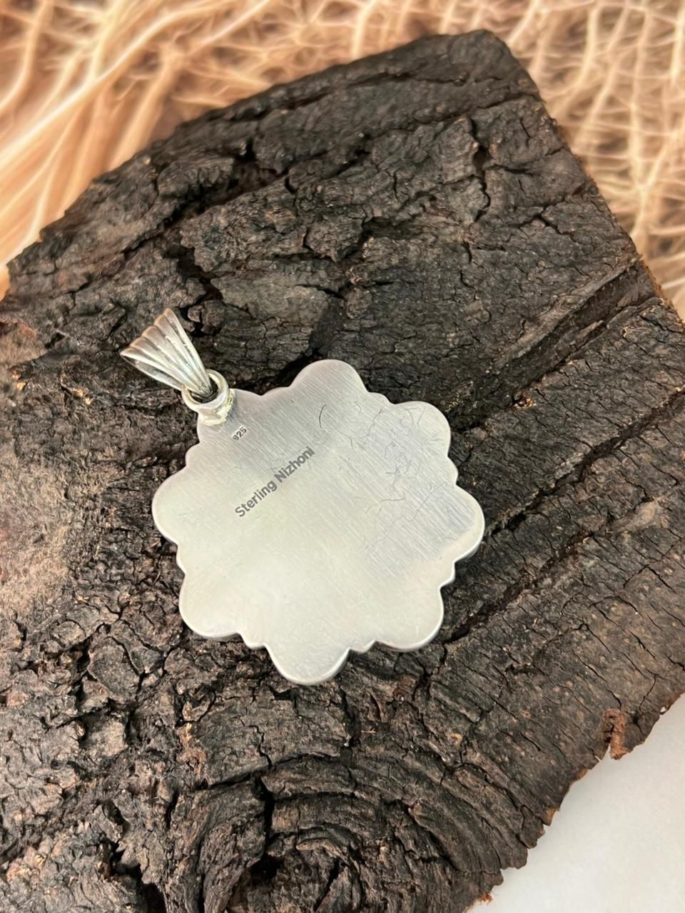 Handmade Sterling Silver Sonoran Cobble Collection: Sonoran Mountain Turquoise Pendant "Signed Nizhoni"