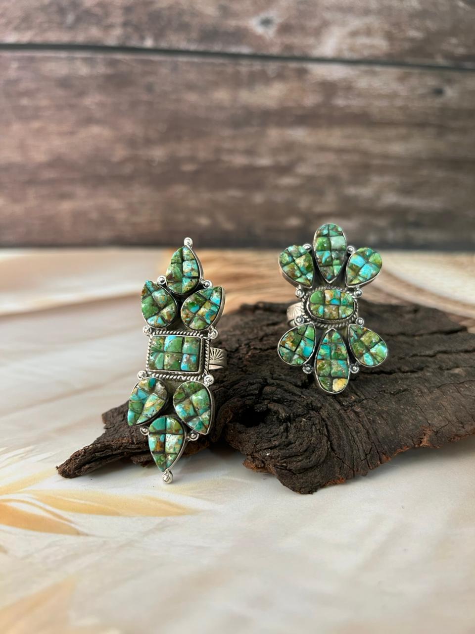Handmade Sterling Silver Sonoran Cobble Collection: Sonoran Mountain Turquoise Adjustable Ring "Signed Nizhoni"