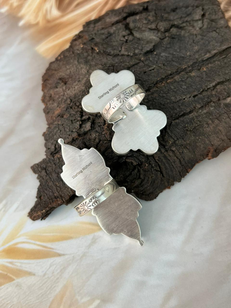 Handmade Sterling Silver Sonoran Cobble Collection: Sonoran Mountain Turquoise Adjustable Ring "Signed Nizhoni"