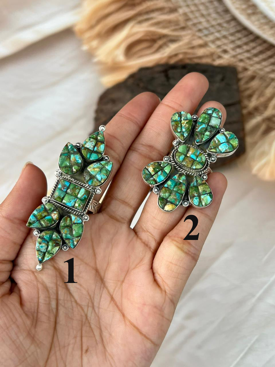 Handmade Sterling Silver Sonoran Cobble Collection: Sonoran Mountain Turquoise Adjustable Ring "Signed Nizhoni"