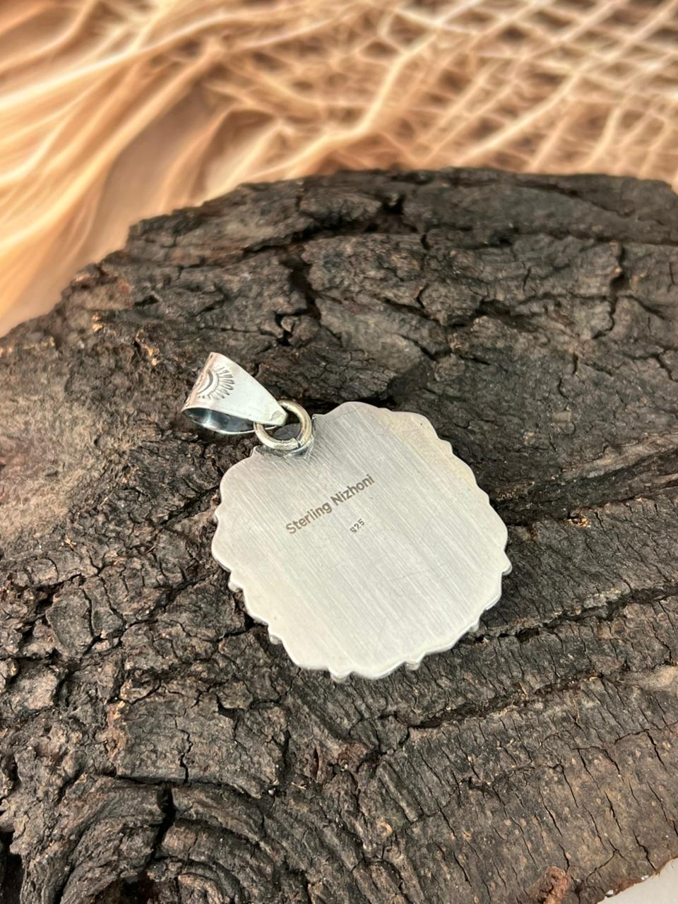 Handmade Sterling Silver Sonoran Cobble Collection: Sonoran Mountain Turquoise Pendant "Signed Nizhoni"