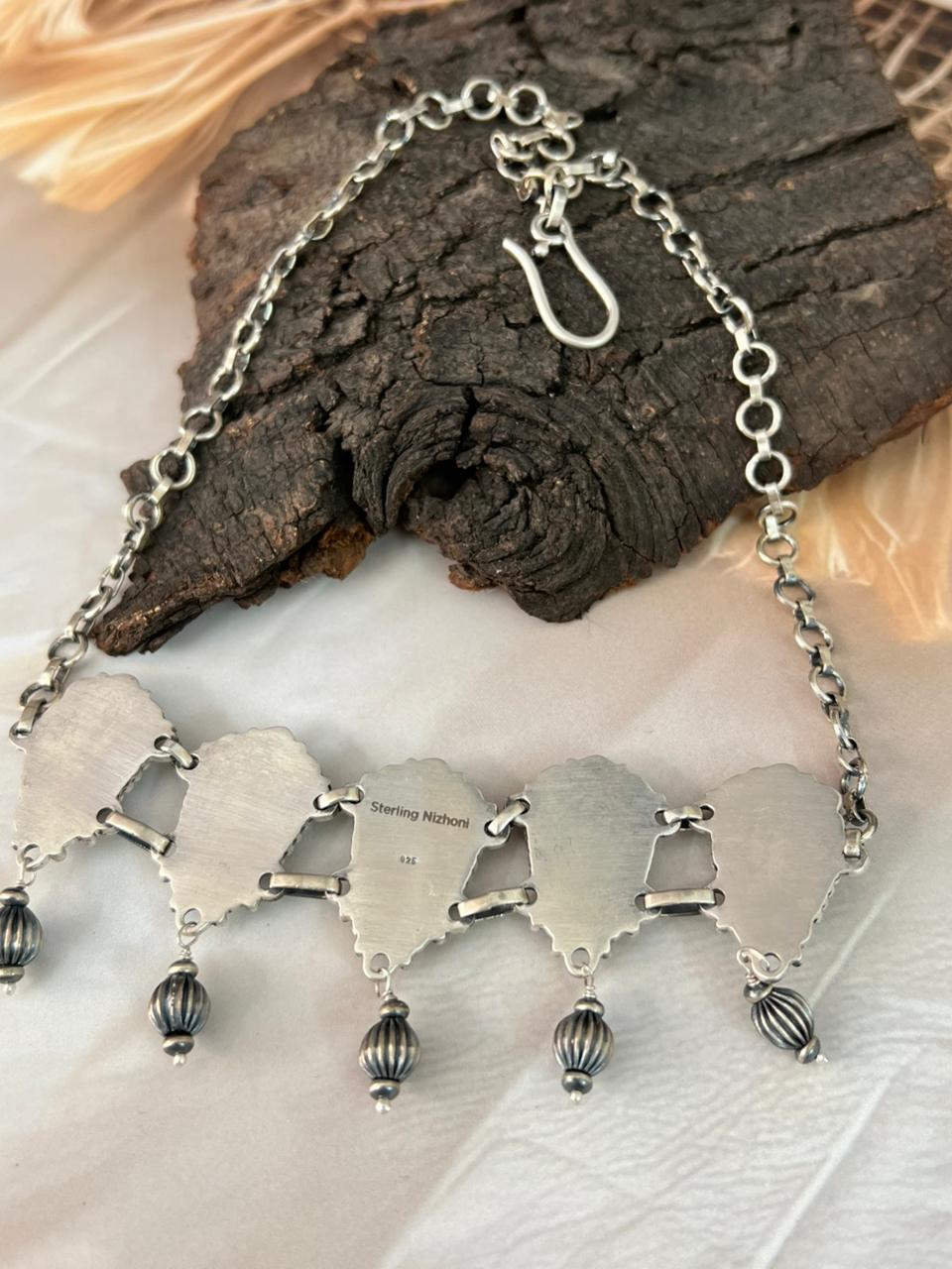 Handmade Sterling Silver Sonoran Cobble Collection: Sonoran Mountain Turquoise Choker Necklace "Signed Nizhoni"