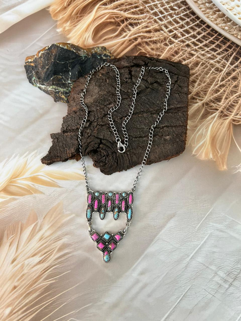 Handmade Sterling Silver Cotton Candy Necklace "Signed Nizhoni"