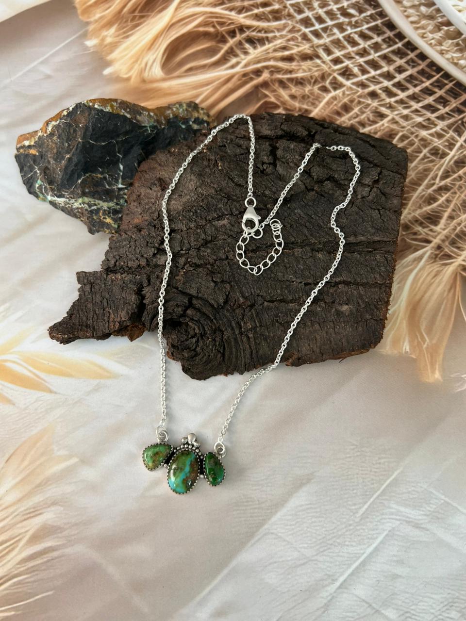 Handmade Sterling Silver Sonoran Mountain Turquoise Necklace "Signed Nizhoni"
