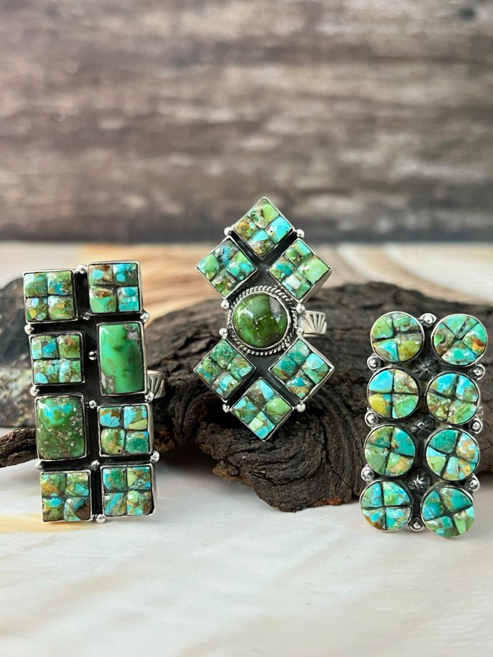 Handmade Sterling Silver Sonoran Cobble Collection: Sonoran Mountain Turquoise Adjustable Ring "Signed Nizhoni"
