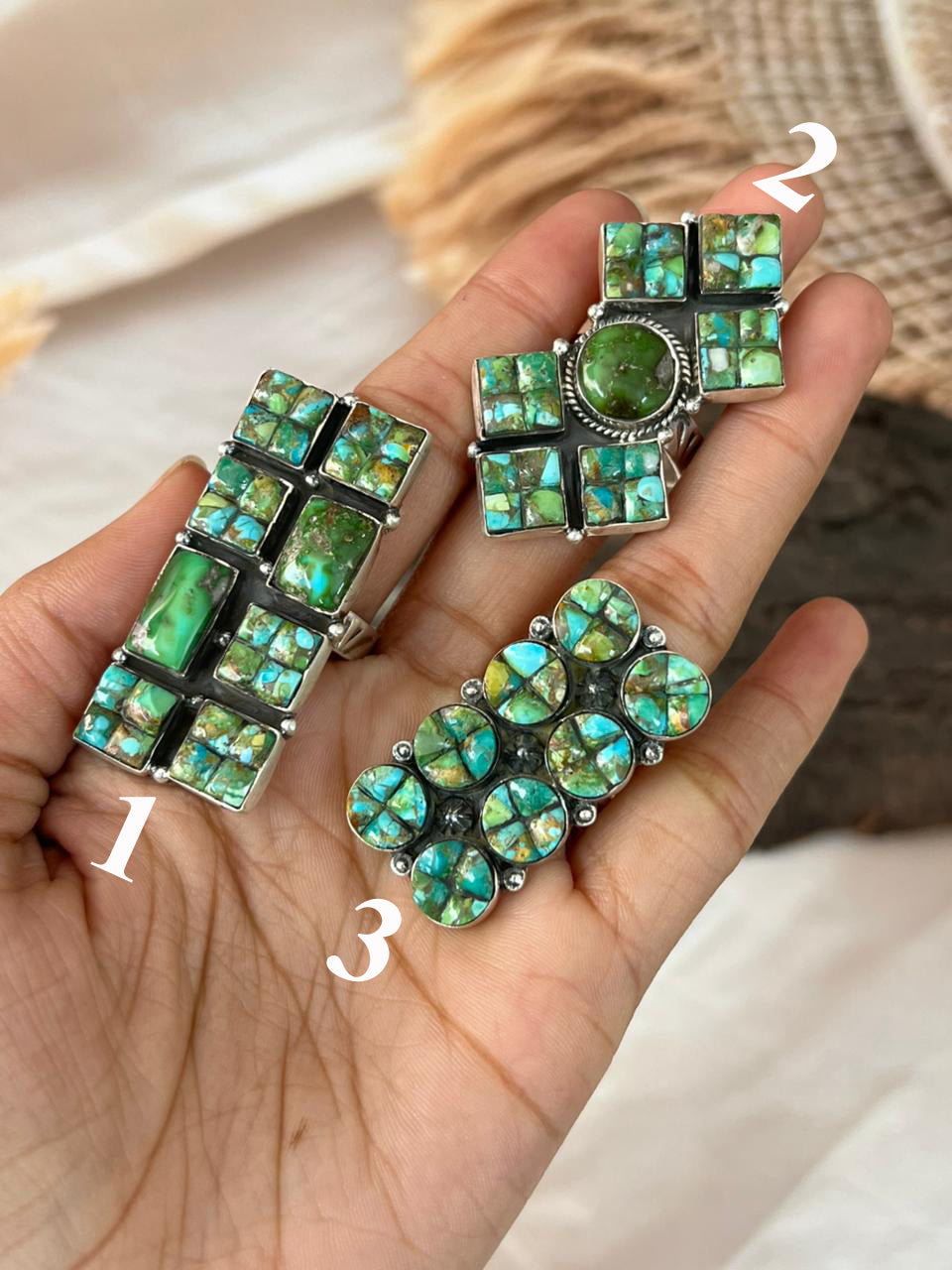 Handmade Sterling Silver Sonoran Cobble Collection: Sonoran Mountain Turquoise Adjustable Ring "Signed Nizhoni"