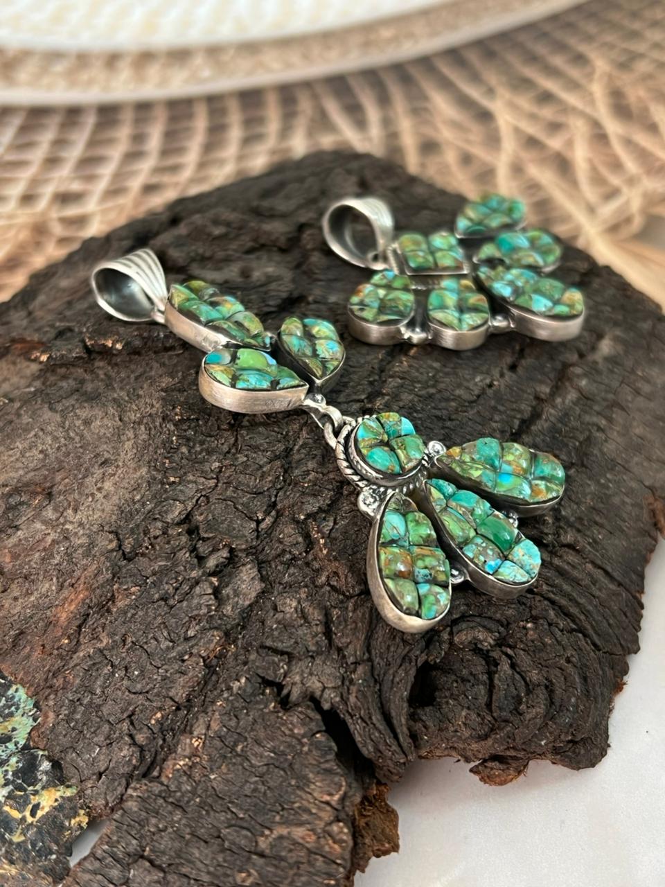 Handmade Sterling Silver Sonoran Cobble Collection: Sonoran Mountain Turquoise Pendant "Signed Nizhoni"