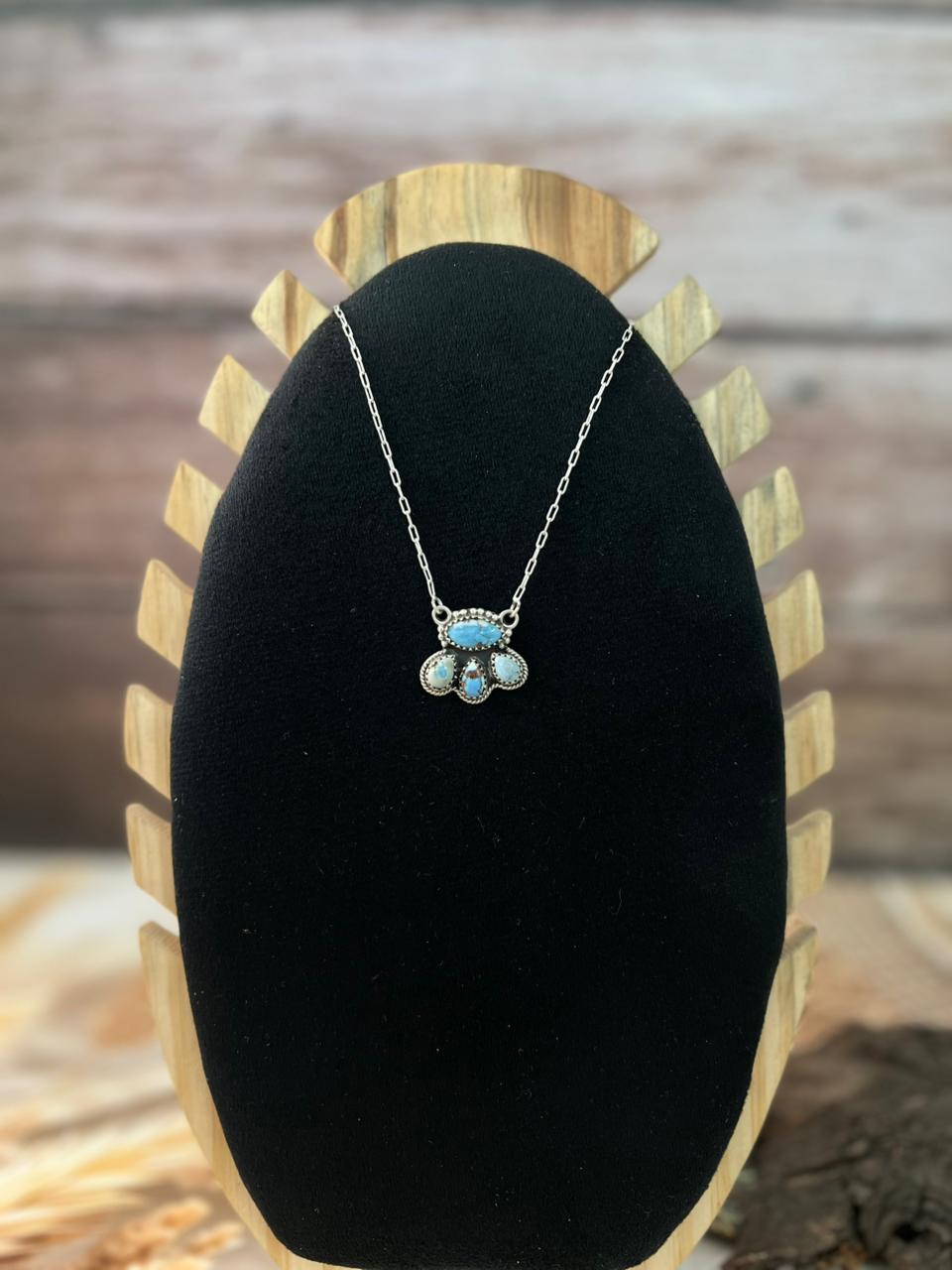Handmade Sterling Silver Golden Hills Turquoise Necklace "Signed Nizhoni"