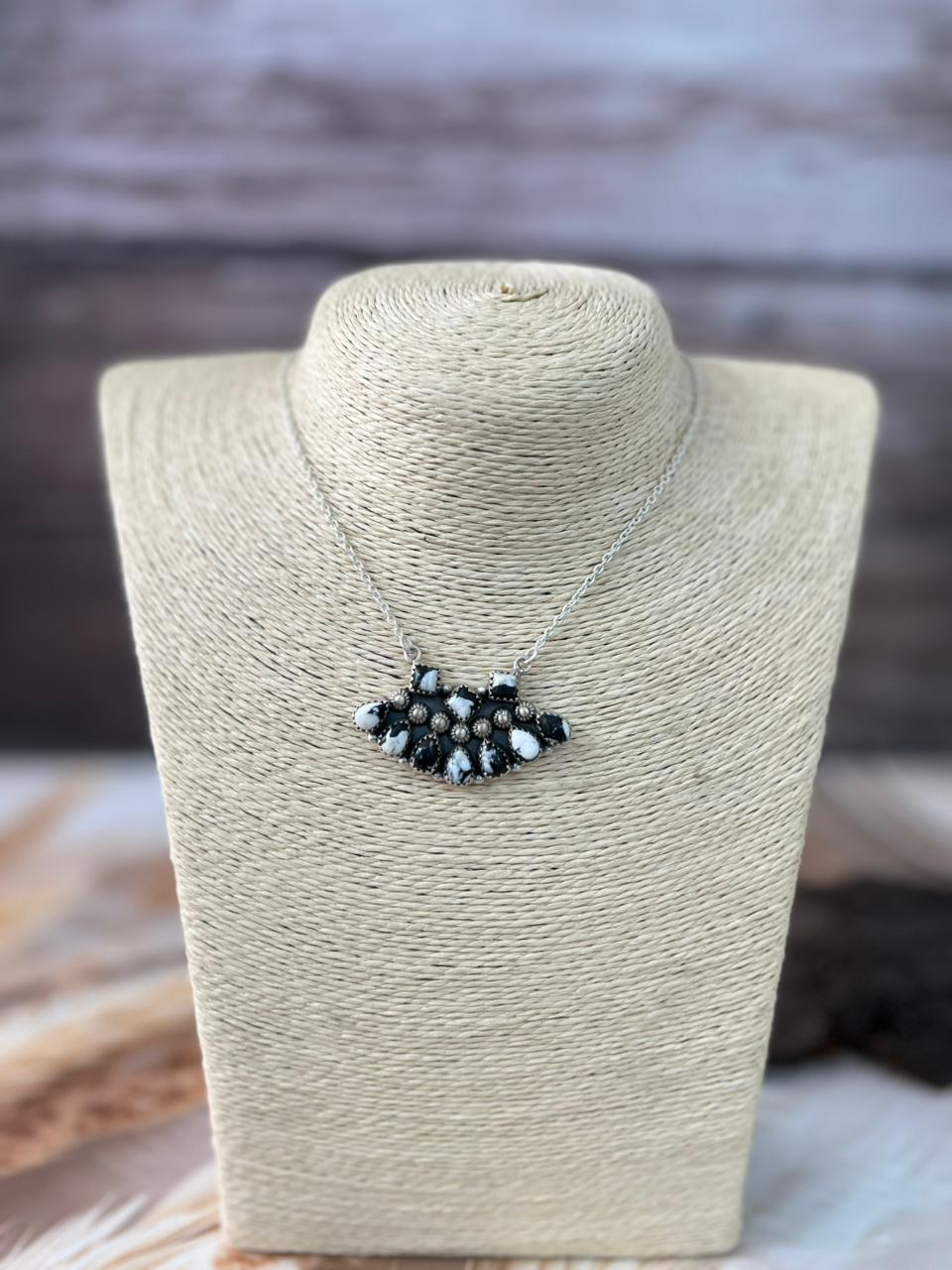 Handmade Sterling Silver White Buffalo Necklace "Signed Nizhoni"