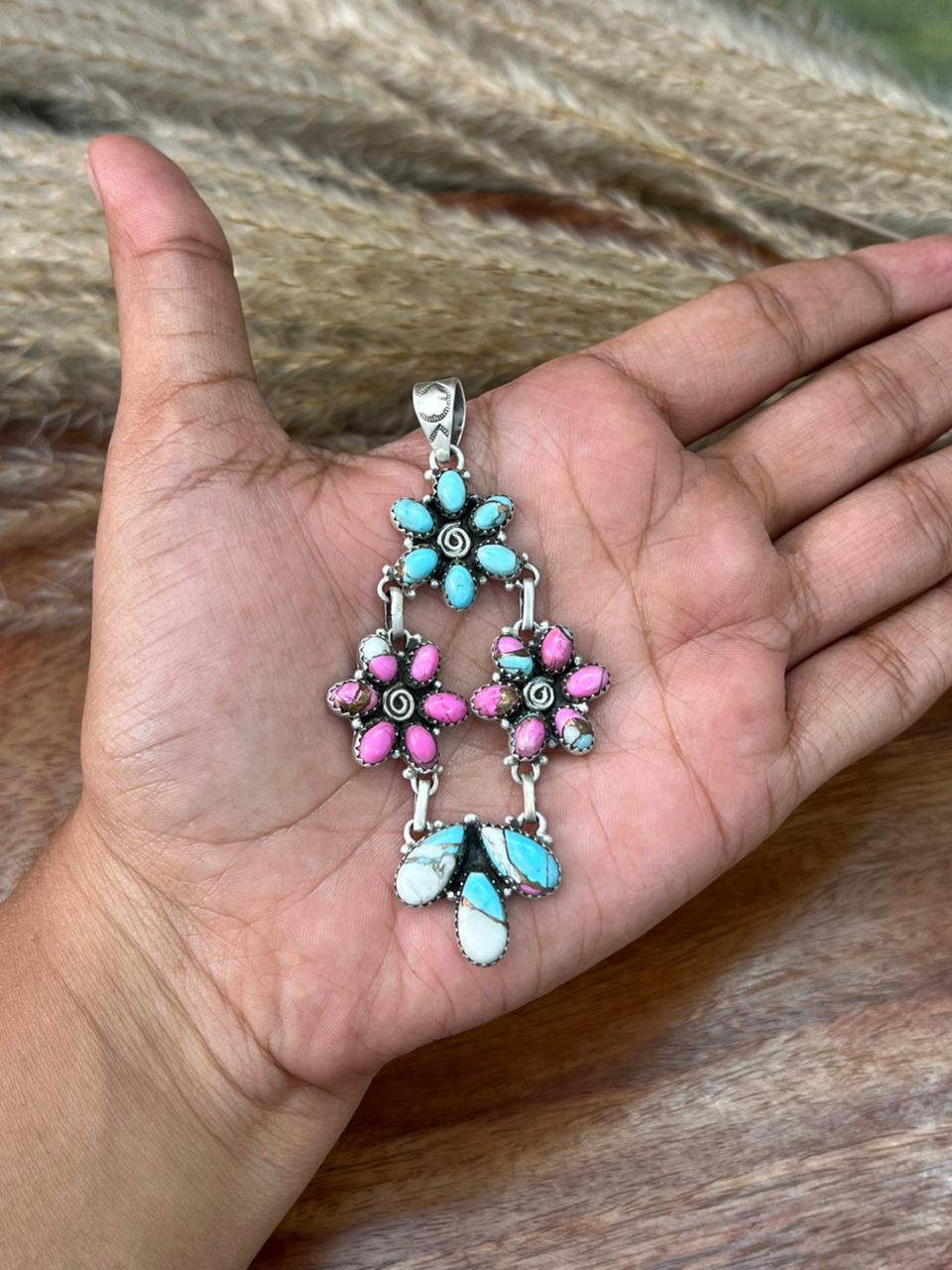 Handmade Sterling Silver Cotton Candy Pendant "Signed Nizhoni"