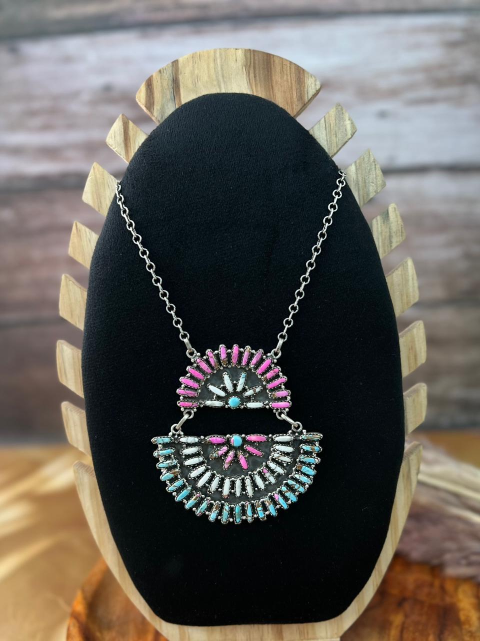 Handmade Sterling Silver Cotton Candy Necklace "Signed Nizhoni"