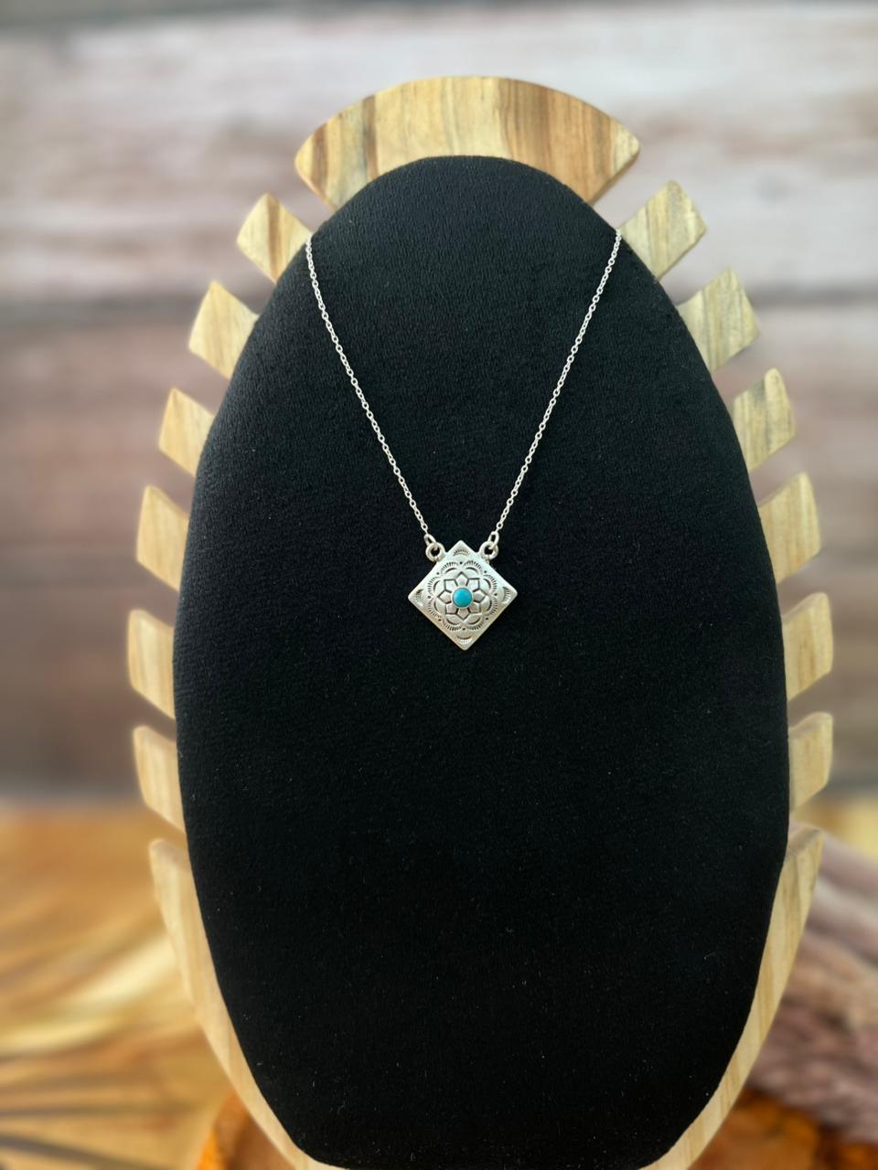 Handmade Sterling Silver Kingman Turquoise Necklace "Signed Nizhoni"