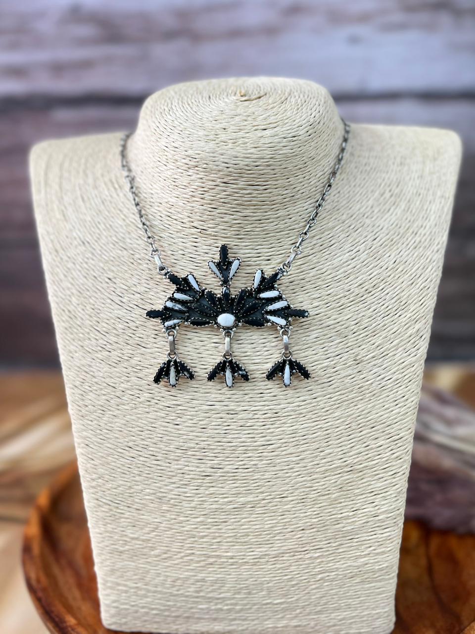 Handmade Sterling Silver White Buffalo Necklace "Signed Nizhoni"