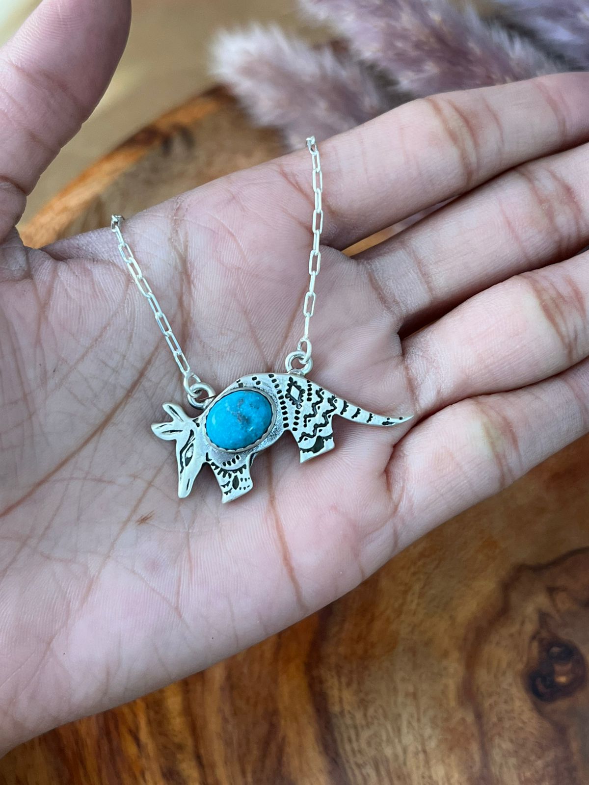 Handmade Sterling Silver Kingman Turquoise Necklace "Signed Nizhoni"