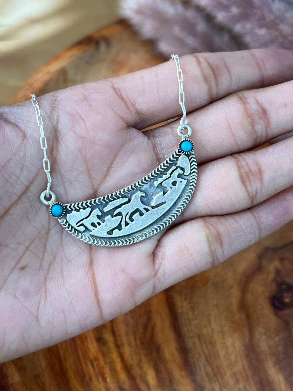 Handmade Sterling Silver Kingman Turquoise Necklace "Signed Nizhoni"