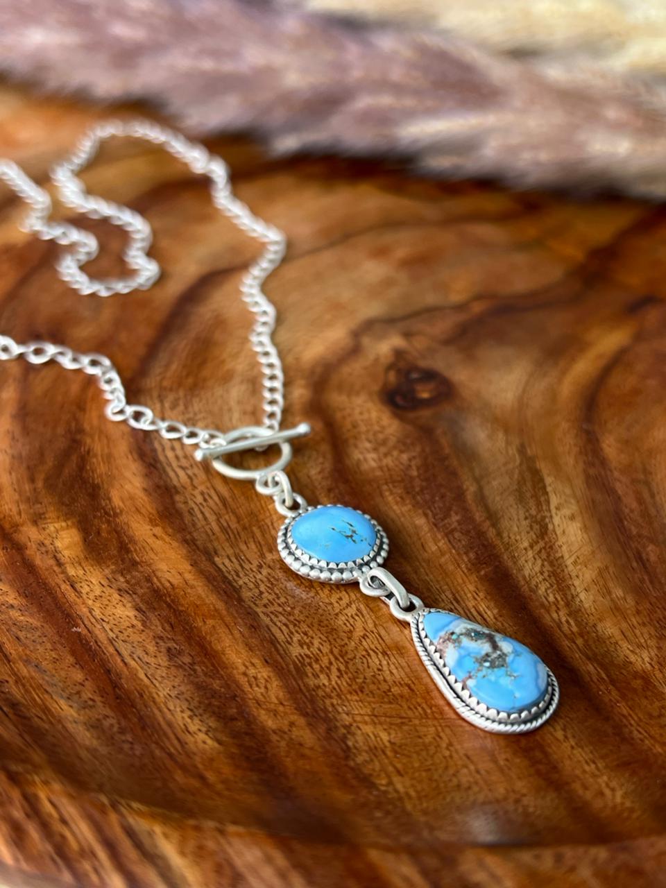 Handmade Sterling Silver Golden Hills Turquoise Necklace "Signed Nizhoni"