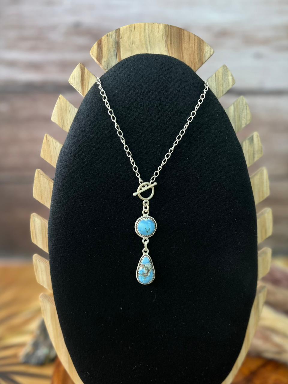 Handmade Sterling Silver Golden Hills Turquoise Necklace "Signed Nizhoni"