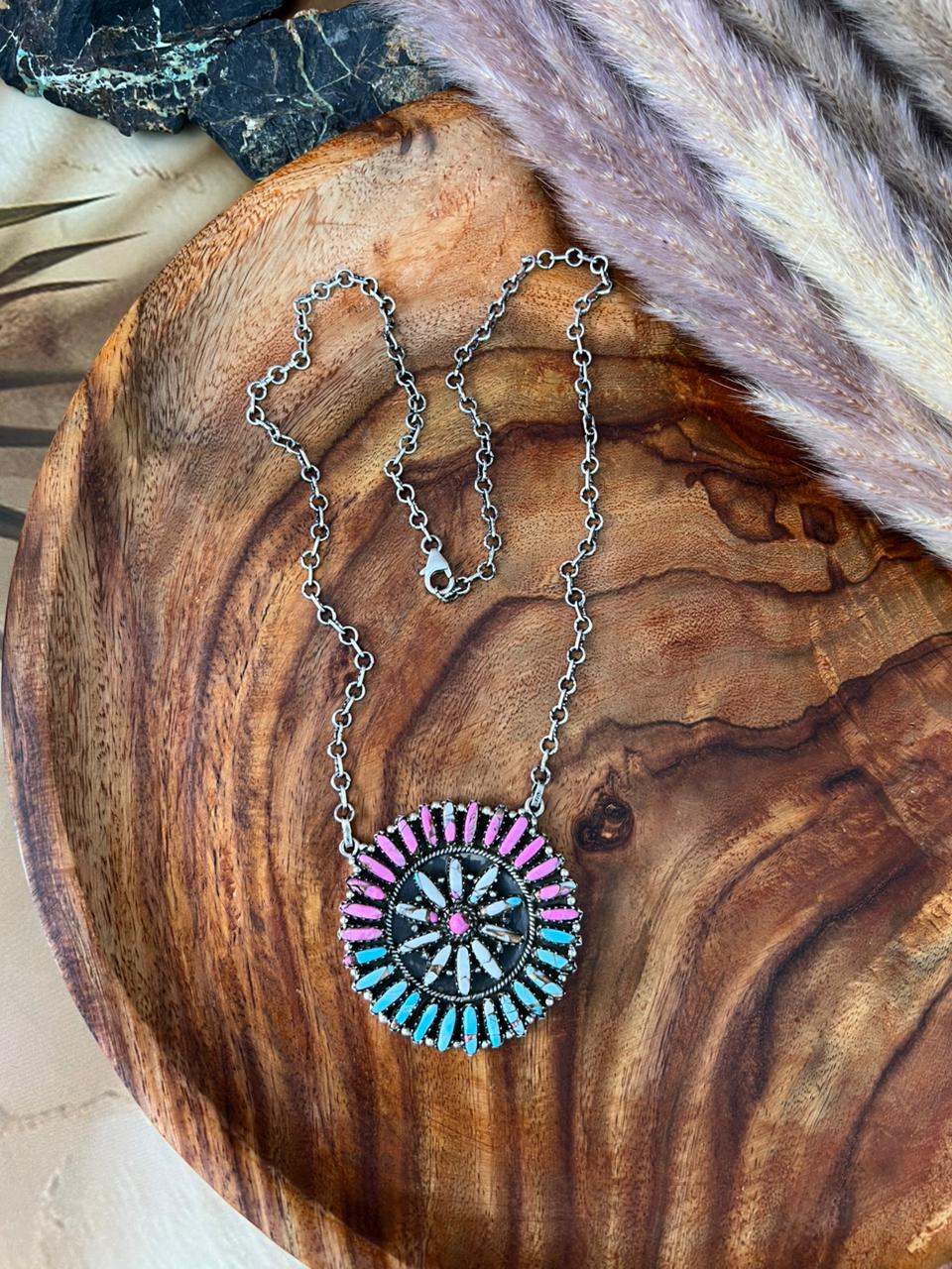 Handmade Sterling Silver Cotton Candy Necklace "Signed Nizhoni"