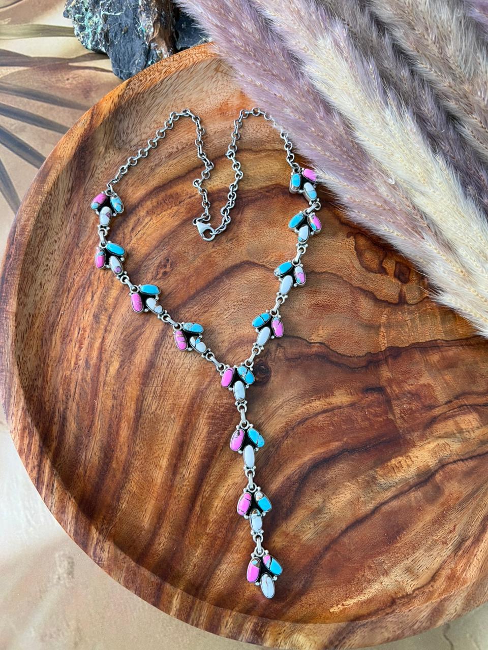 Handmade Sterling Silver Cotton Candy Drop Necklace "Signed Nizhoni"