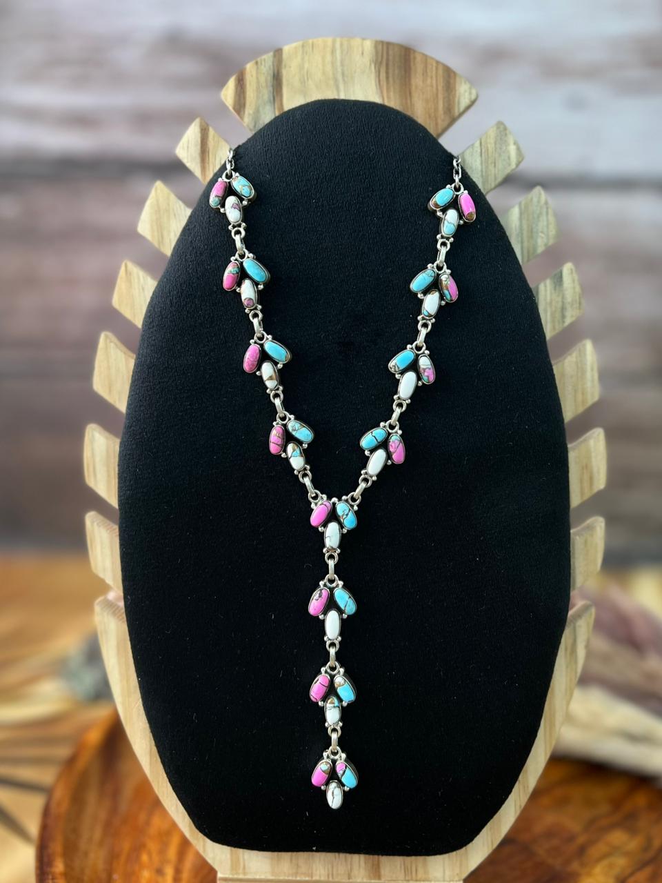 Handmade Sterling Silver Cotton Candy Drop Necklace "Signed Nizhoni"