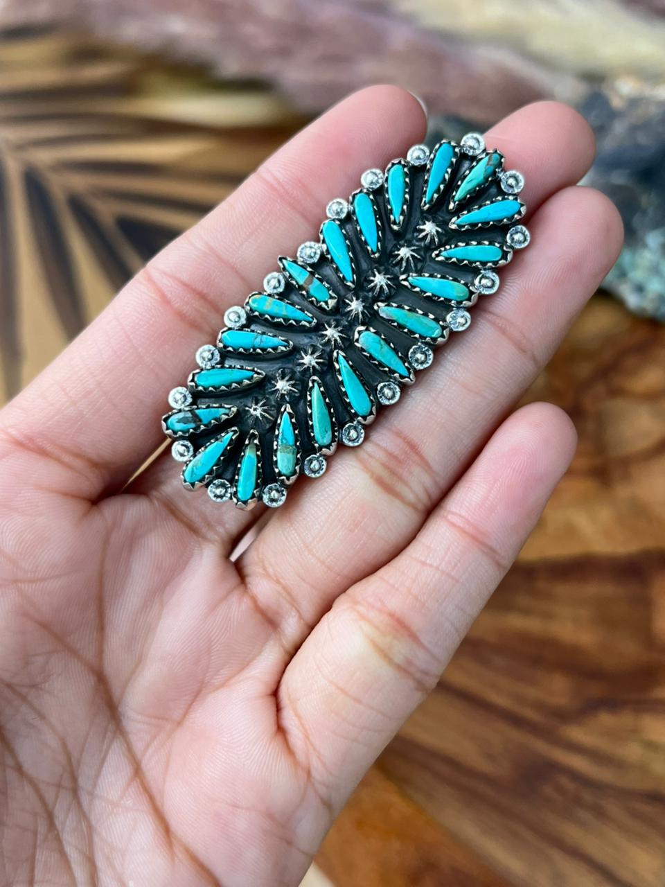 Handmade Sterling Silver Kingman Turquoise Adjustable Ring "Signed Nizhoni"