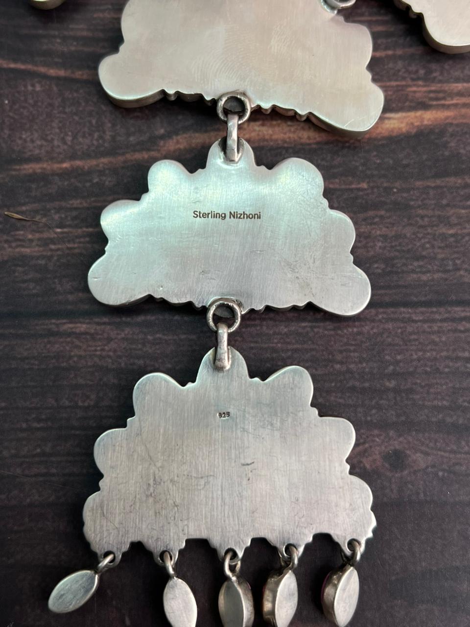 Handmade Sterling Silver Sierra Bella Turquoise with Cotton Candy Collection: Necklace "Signed Nizhoni"