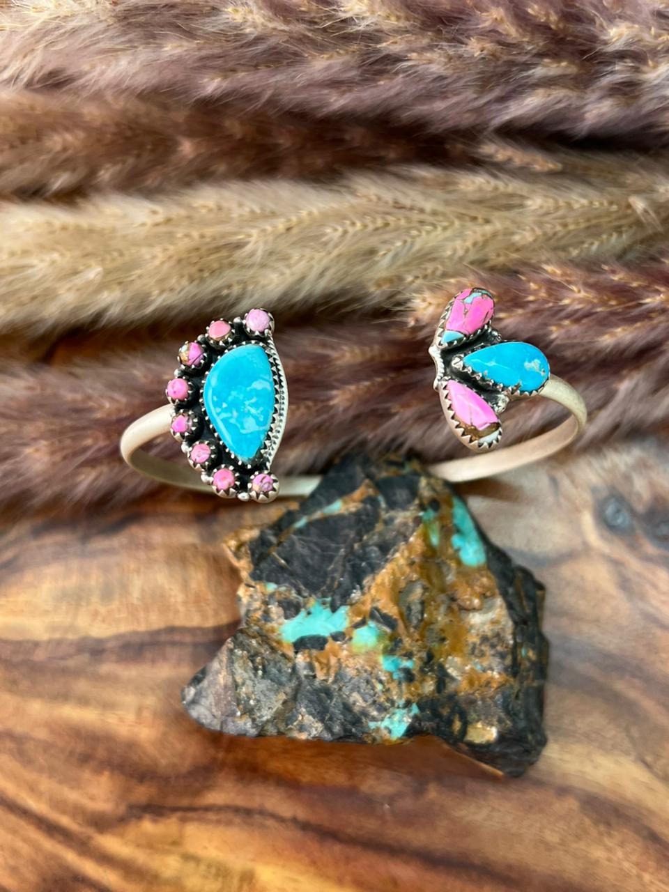 Handmade Sterling Silver Sierra Bella Turquoise with Cotton Candy Collection: Cuff Bracelet "Signed Nizhoni" (7)