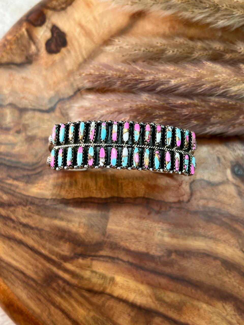 Handmade Sterling Silver Cotton Candy Cuff Bracelet "Signed Nizhoni"