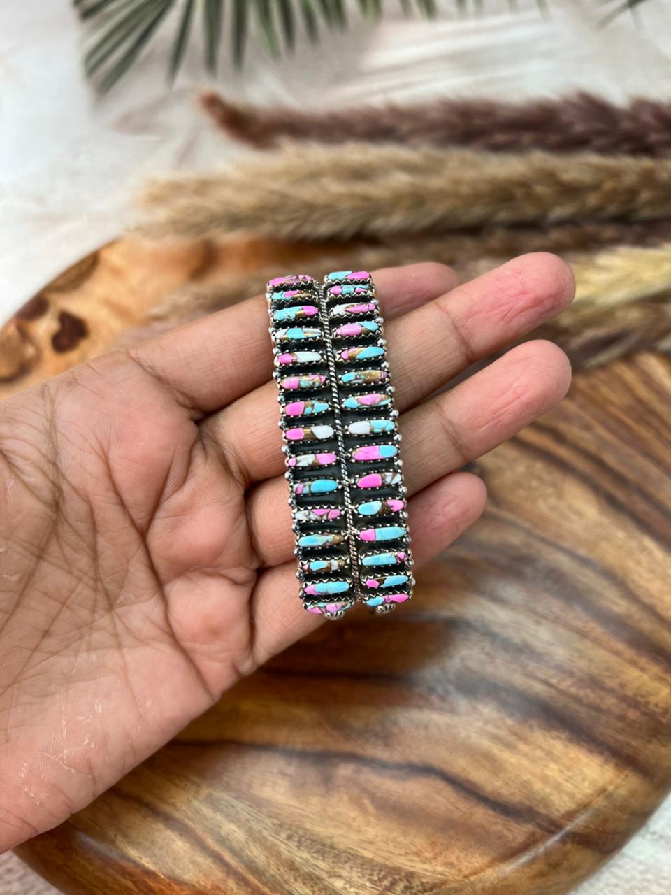 Handmade Sterling Silver Cotton Candy Cuff Bracelet "Signed Nizhoni"