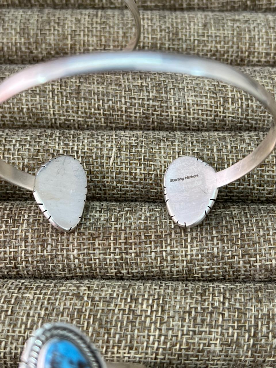 Handmade Sterling Silver Golden Hills Turquoise Cuff Bracelet "Signed Nizhoni"