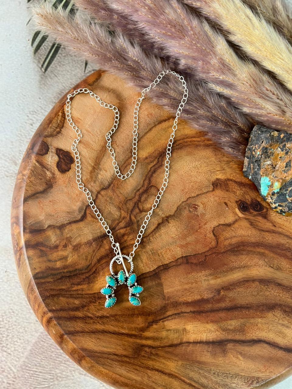 Handmade Sterling Silver Kingman Turquoise Naja Necklace "Signed Nizhoni"