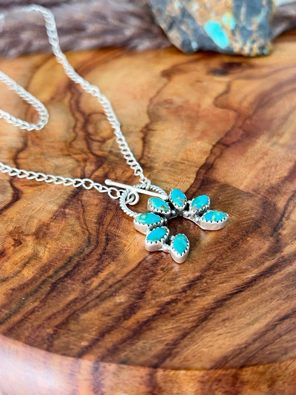 Handmade Sterling Silver Kingman Turquoise Naja Necklace "Signed Nizhoni"