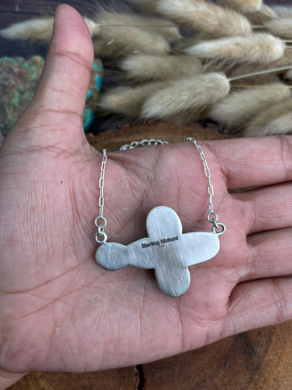 Handmade Sterling Silver Palomino Turquoise Necklace "Signed Nizhoni"