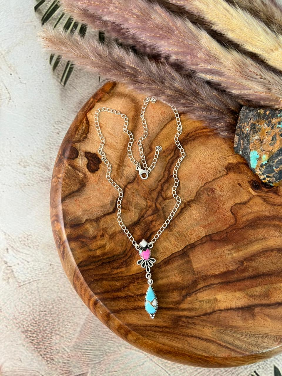 Handmade Sterling Silver Cotton Candy Necklace "Signed Nizhoni"