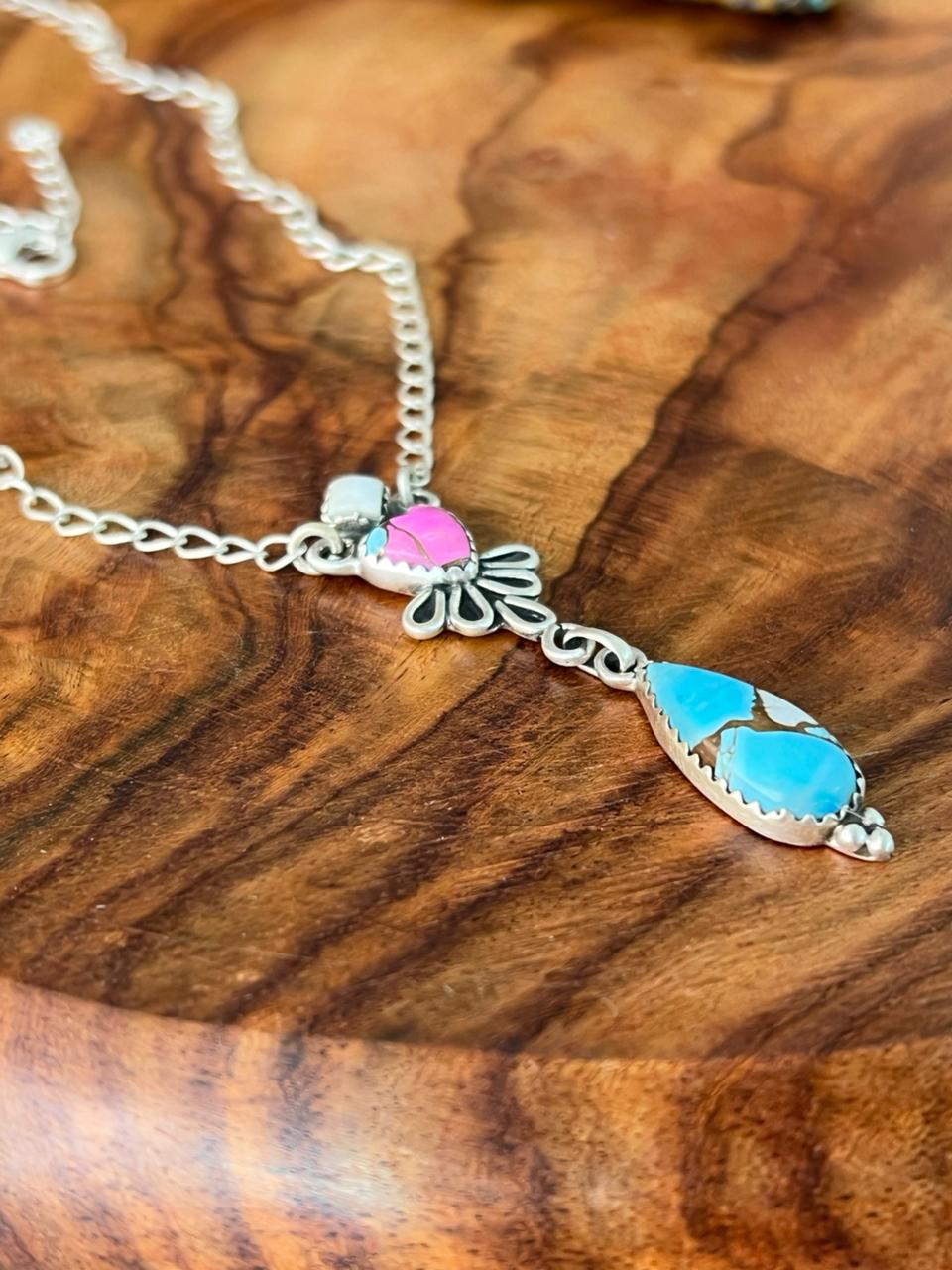 Handmade Sterling Silver Cotton Candy Necklace "Signed Nizhoni"
