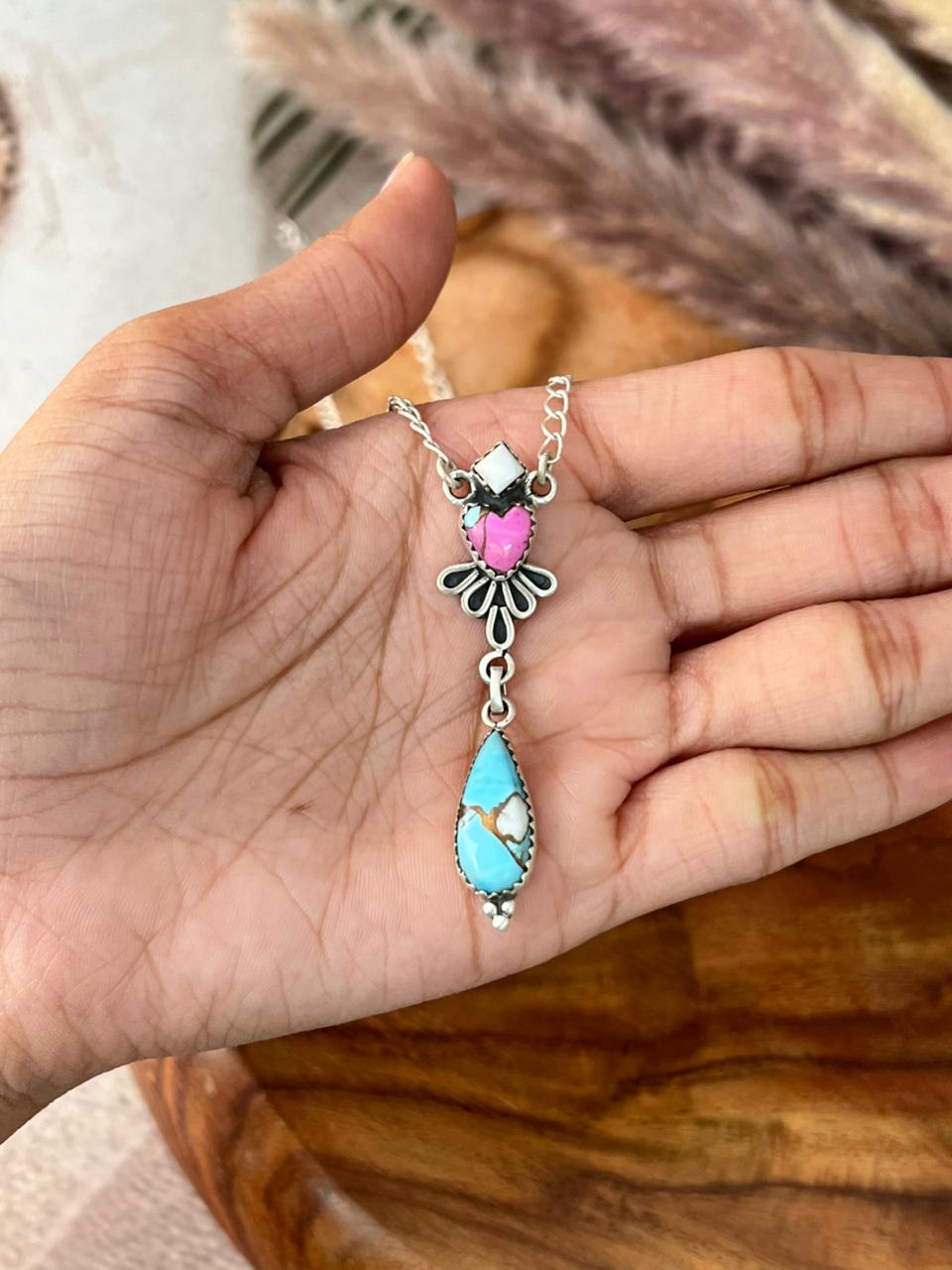 Handmade Sterling Silver Cotton Candy Necklace "Signed Nizhoni"