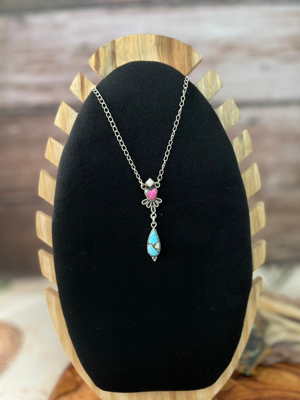 Handmade Sterling Silver Cotton Candy Necklace "Signed Nizhoni"