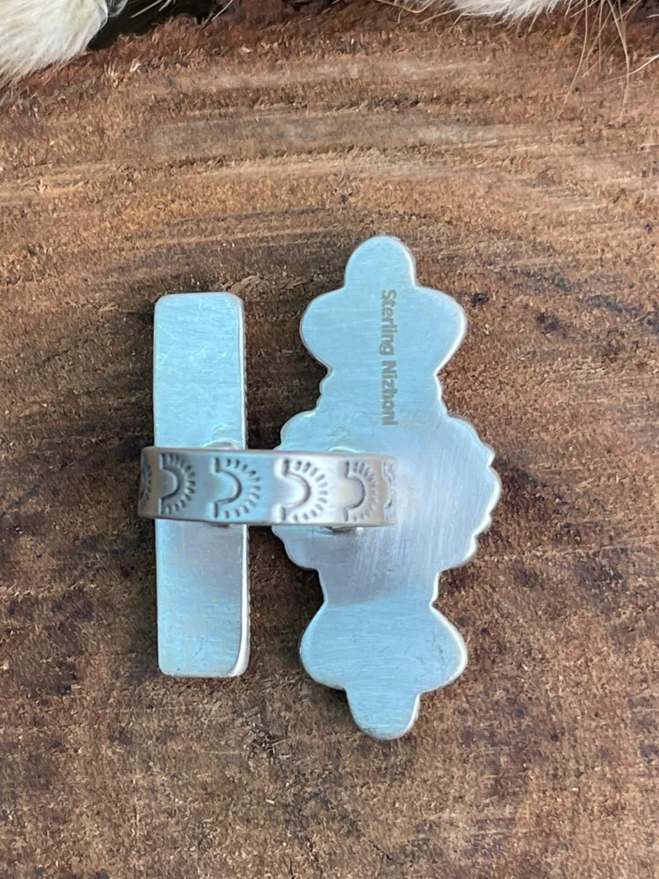 Handmade Sterling Silver Sierra Bella Turquoise with Cotton Candy Collection: Adjustable Ring "Signed Nizhoni" (4)