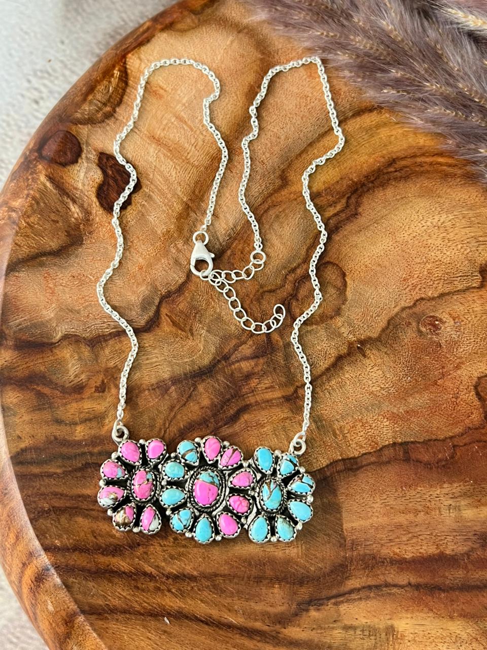 Handmade Sterling Silver Cotton Candy Necklace "Signed Nizhoni"