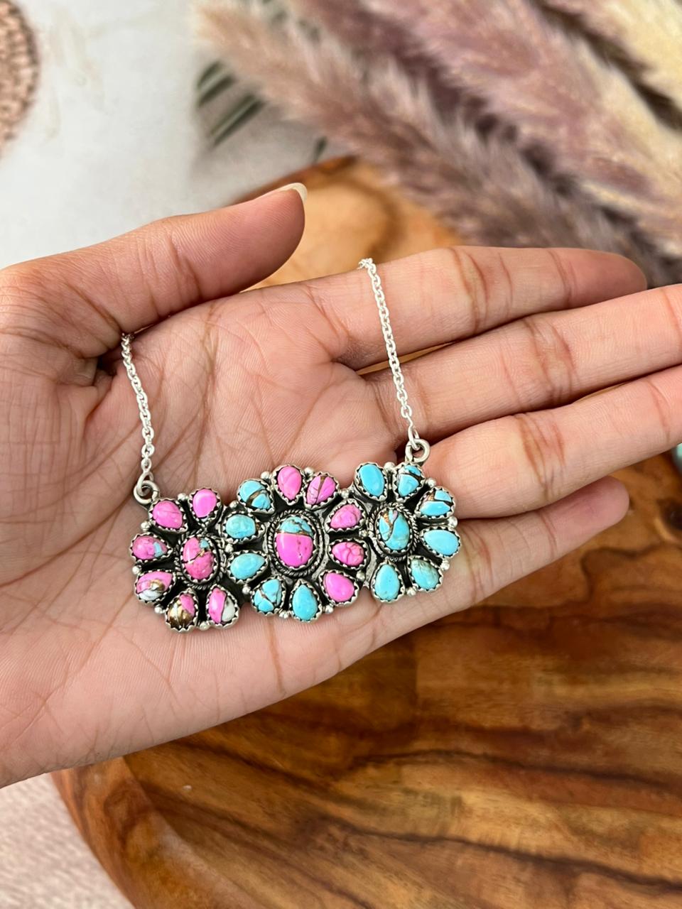 Handmade Sterling Silver Cotton Candy Necklace "Signed Nizhoni"