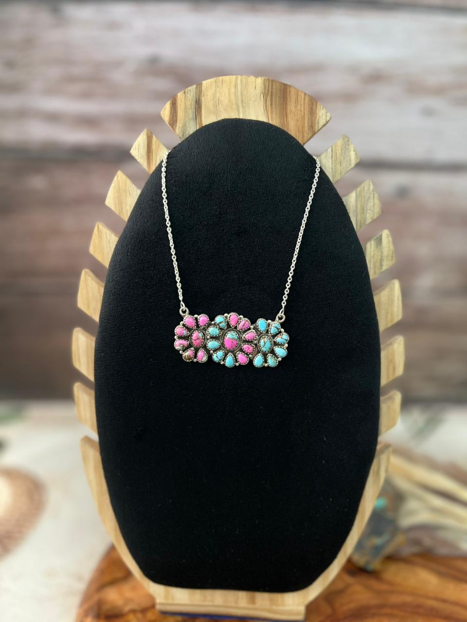 Handmade Sterling Silver Cotton Candy Necklace "Signed Nizhoni"