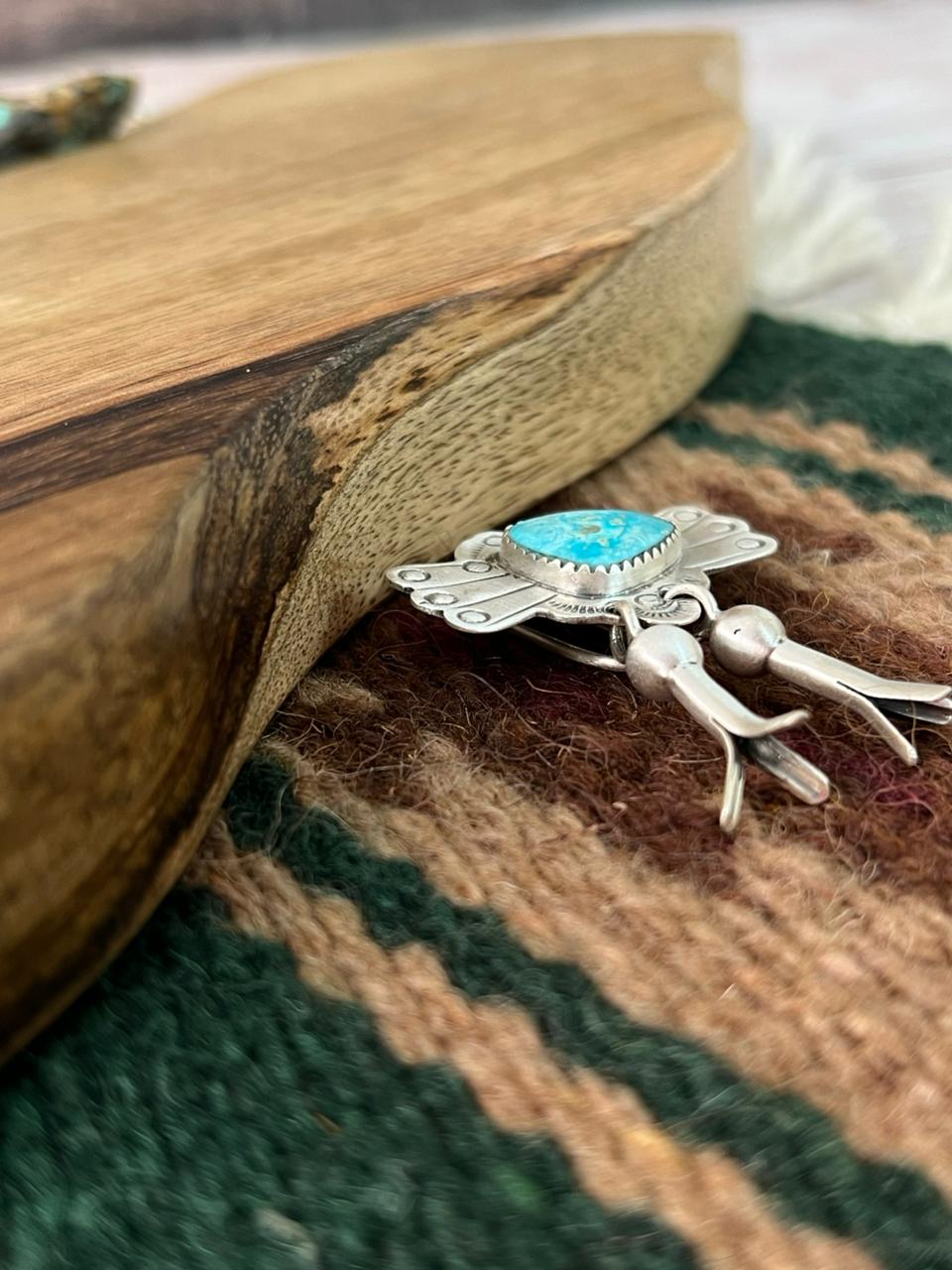Handmade Sterling Silver Sierra Bella Turquoise Purse Pin "Signed Nizhoni"