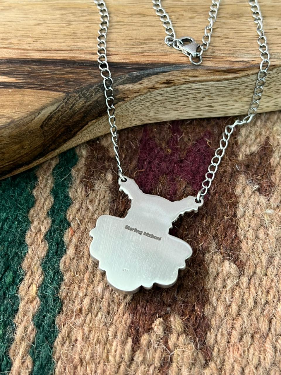 Handmade Sterling Silver Golden Hills Turquoise Necklace "Signed Nizhoni"