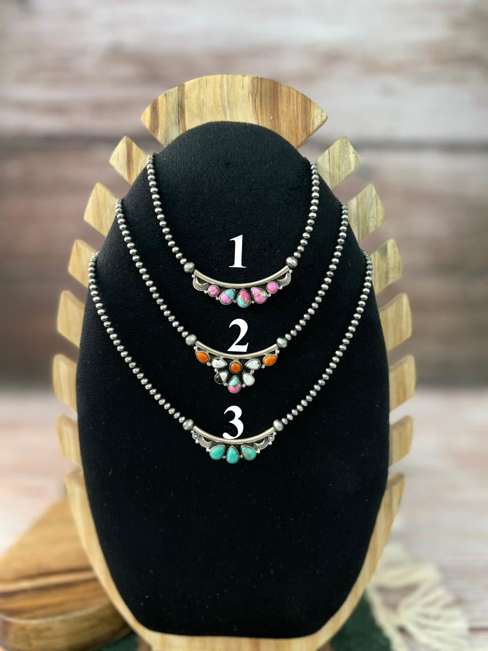 Handmade Sterling Silver Kingman Turquoise, Orange Mojave, White Buffalo, Cotton Candy Beaded Necklace "Signed Nizhoni"