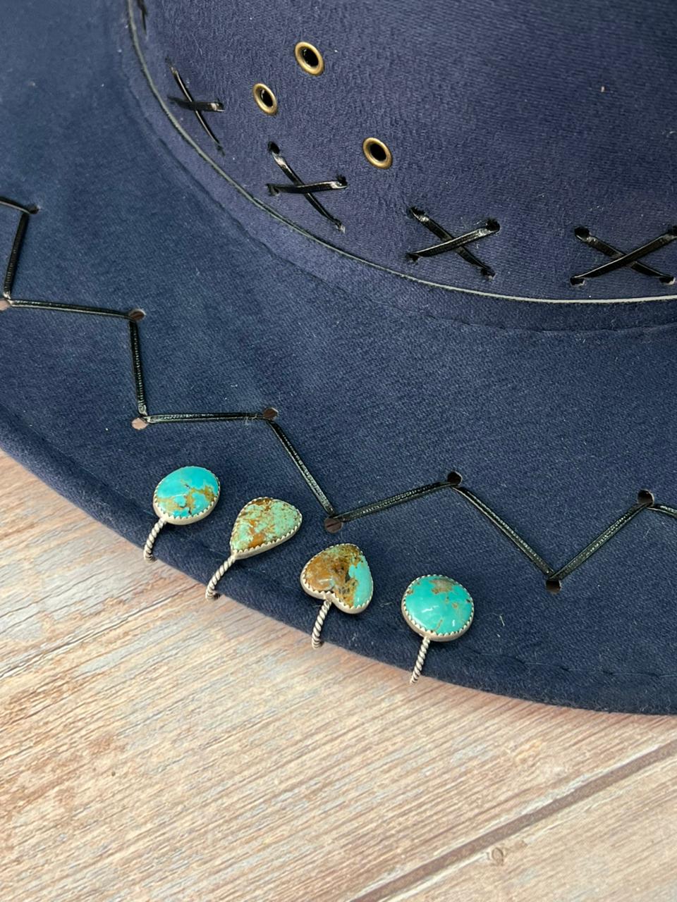 Handmade Sterling Silver Baja Turquoise Collection: Hat Pin "Signed Nizhoni"