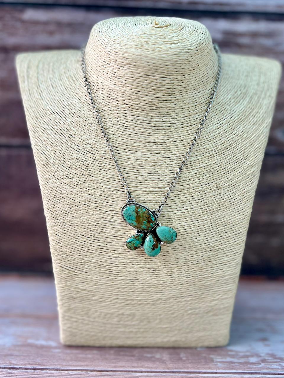 Handmade Sterling Silver Baja Turquoise Collection: Necklace "Signed Nizhoni"