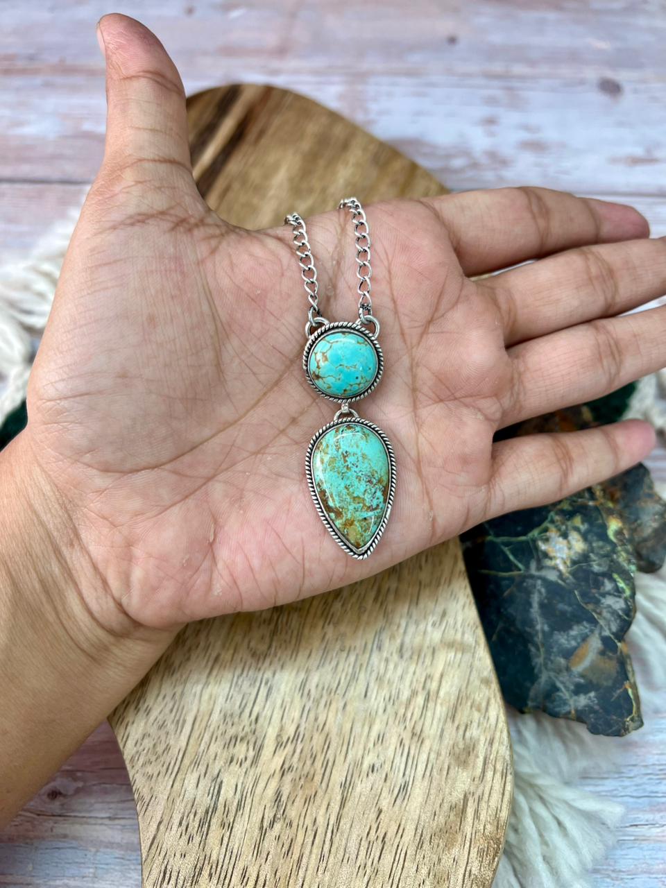 Handmade Sterling Silver Baja Turquoise Collection: Necklace "Signed Nizhoni"